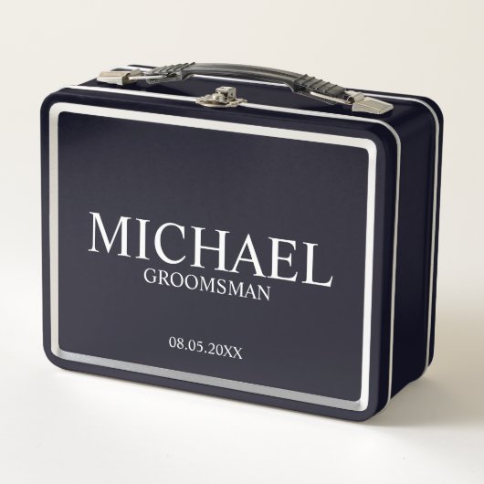 Classic Personalized Groomsman Metal Gift Box (Voorkant)