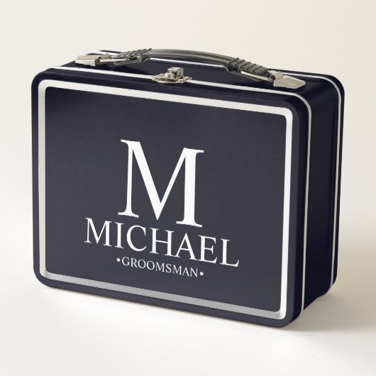 Classic Personalized Groomsman Metal Gift Box (Voorkant)