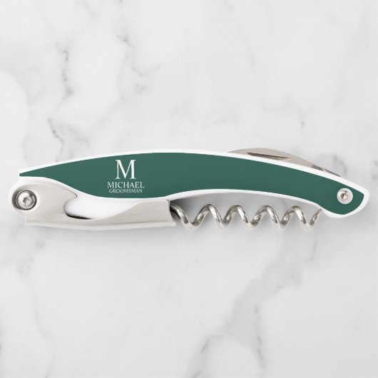 Classic Personalized Groomsman Monogram and Name Kurkentrekker (Voorkant)