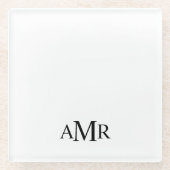 Classic Personalized Monogram Glazen Onderzetter (Voorkant)
