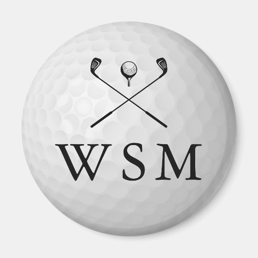 Classic Personalized Monogram Golf Ball Magneet (Voorkant)