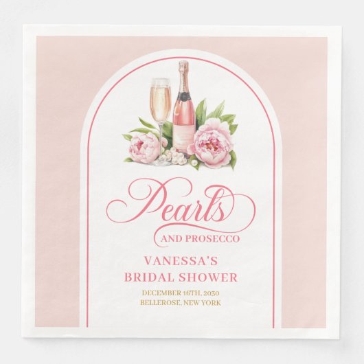 Classic Personalized Pearls and Prosecco Napkins Servet (Voorkant)