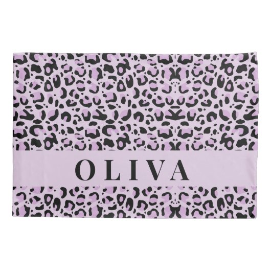 Classic Personalized Pink Leopard Print Kussensloop (Achterkant)