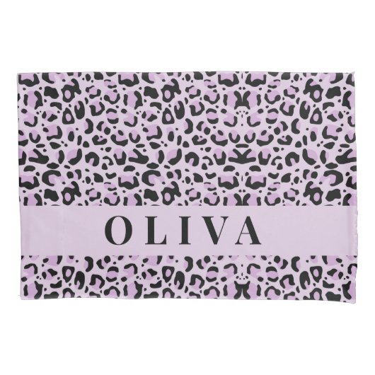 Classic Personalized Pink Leopard Print Kussensloop (Voorkant)