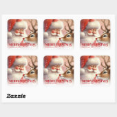 Classic Personalized Santa Rudolph Christmas Kids Vierkante Sticker (Vel)
