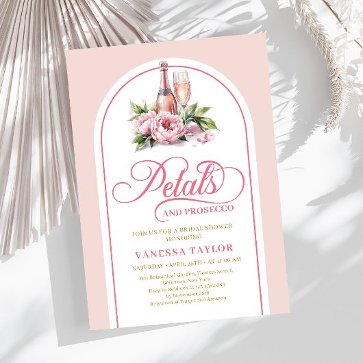 Classic petals and prosecco invite custom layout kaart