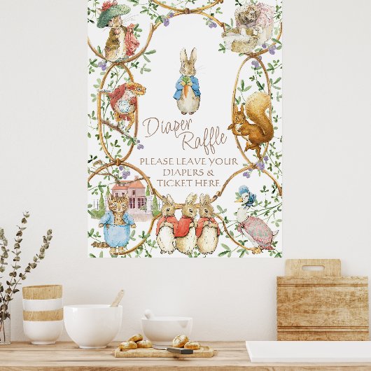 Classic Peter de Konijn Baby Luier Raffle Budget Poster (Keuken)