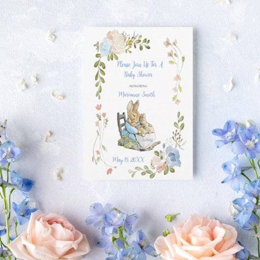 Classic Peter de Konijnentweeling Baby shower Kaart
