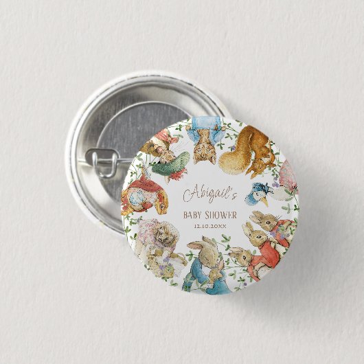 Classic Peter het Konijn Baby shower Ronde Button 3,2 Cm (Voorkant /achterkant)