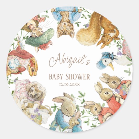 Classic Peter het Konijn Baby shower Ronde Sticker (Voorkant)