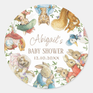 Classic Peter het Konijn Baby shower Ronde Sticker