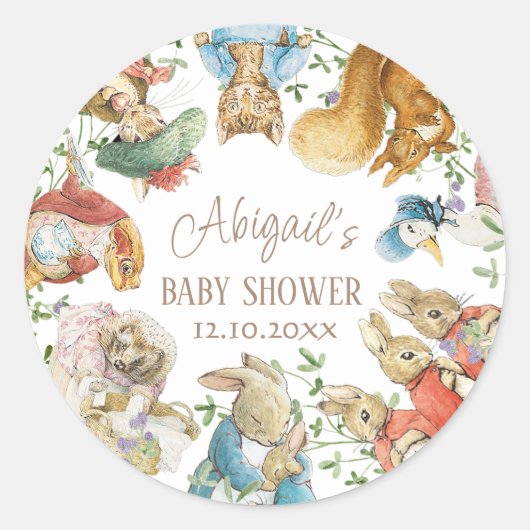 Classic Peter het Konijn Baby shower Ronde Sticker (Voorkant)