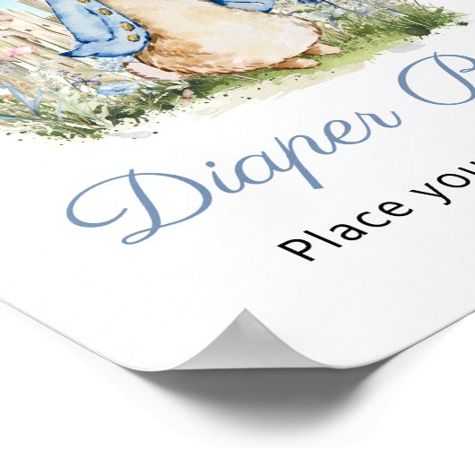 Classic Peter Konijn Baby shower Luier Raffle Poster (Hoek)