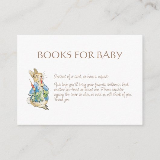 Classic Peter the Rabbit Baby shower Boek Aanvraag Informatiekaartje (Achterkant)
