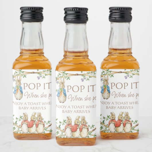Classic Peter the Rabbit Baby shower Boek Aanvraag Likeurfles Etiket (Flessen)