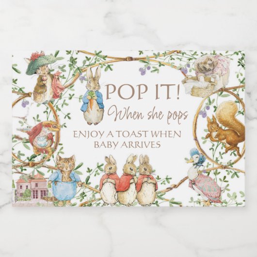 Classic Peter the Rabbit Baby shower Boek Aanvraag Likeurfles Etiket (Enkel label)