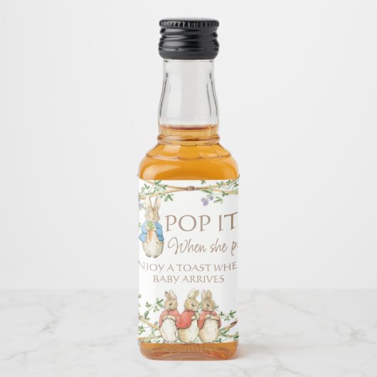 Classic Peter the Rabbit Baby shower Boek Aanvraag Likeurfles Etiket (Voorkant)