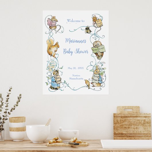 Classic Peter the Rabbit Baby shower Groot Welkom Poster (Keuken)