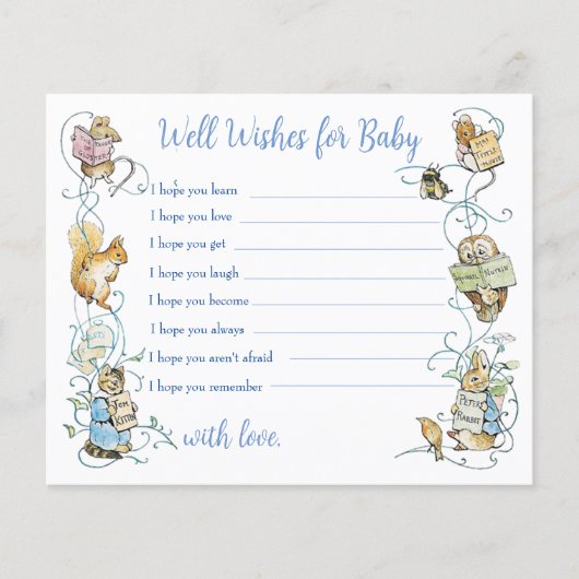 Classic Peter the Rabbit Baby shower Well Wishes (Voorkant)