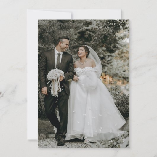 Classic Photo Calligraphy Script Wedding Kaart (Achterkant)