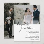Classic Photo Calligraphy Script Wedding Kaart (Voorkant / Achterkant)