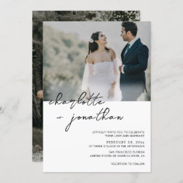 Classic Photo Calligraphy Script Wedding Kaart