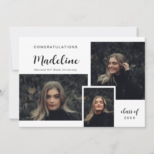 Classic Photo Collage Modern Afstuderen Aankondiging (Voorkant)