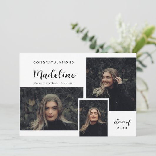 Classic Photo Collage Modern Afstuderen Aankondiging (Staand voorkant)