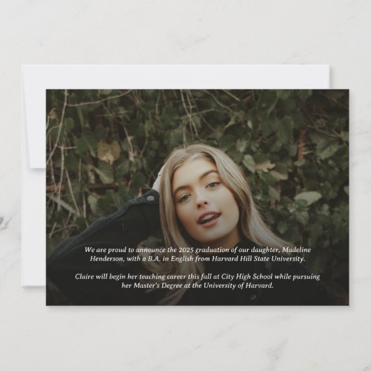 Classic Photo Collage Modern Afstuderen Aankondiging (Achterkant)