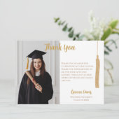Classic Photo Gold Tassel Afstuderen Dank u Kaart (Staand voorkant)
