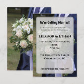 Classic Photo Groom Holding Bouquet Wedding Invita Kaart (Voorkant / Achterkant)