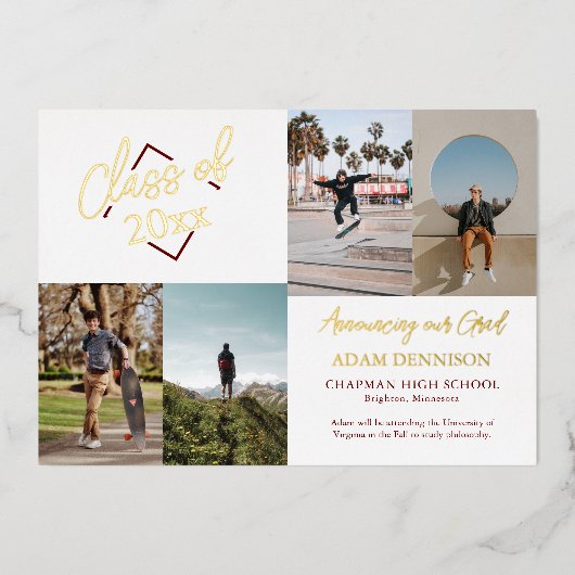 Classic Photo High School Afstuderen Folie Uitnodiging