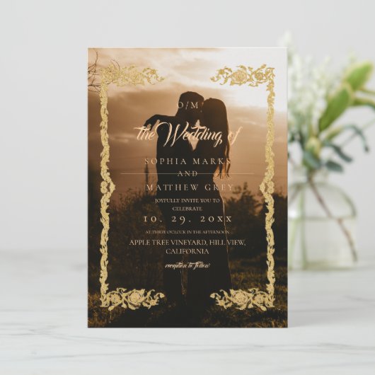 Classic Photo Overlay Wedding Kaart (Staand voorkant)