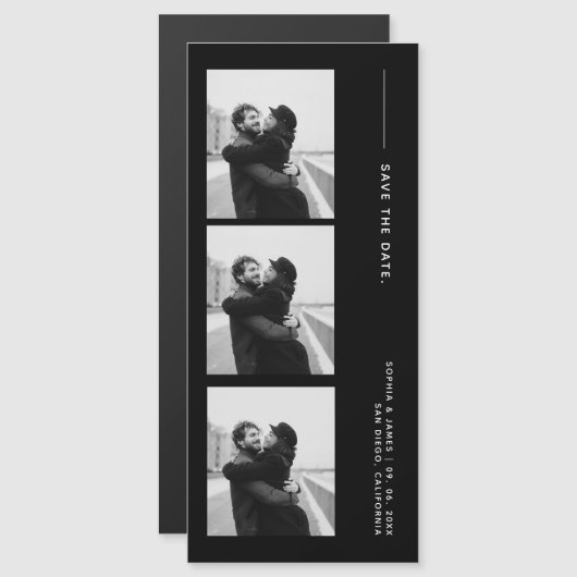Classic Photo Strip Wedding Magnetic Save The Date (Voorkant / Achterkant)