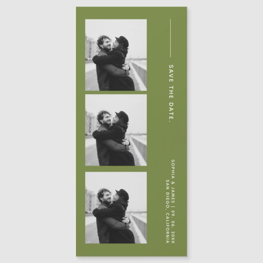 Classic Photo Strip Wedding Magnetic Save The Date (Voorkant)