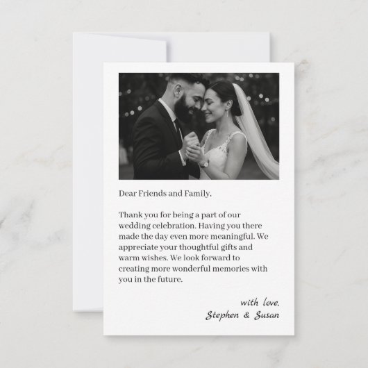 Classic Photo Wedding Flat Thank You Card (Achterkant)