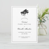 Classic Piano Wit Virtuele Overweging Uitnodiging (Staand voorkant)