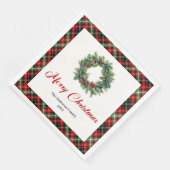 Classic Pine Wreath Christmas Napkin Custom Name Servet (Hoek)