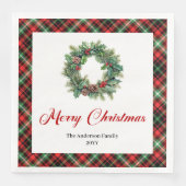 Classic Pine Wreath Christmas Napkin Custom Name Servet (Voorkant)