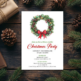 Classic Pine Wreath Christmas Party Invitation Kaart