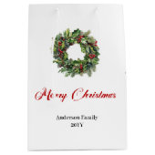 Classic pine wreath gift bag personalized for you medium cadeauzakje (Voorkant)