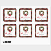 Classic Pine Wreath Holiday Sticker Custom Name (Vel)
