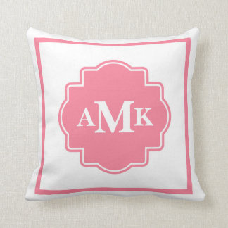 Classic Pink and White Monogram Pillow Kussen