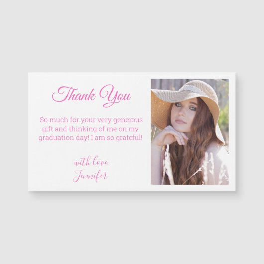 Classic Pink Bedankt afstuderen Fotomagneet (Voorkant)