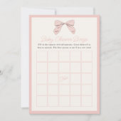 Classic Pink Bow Baby shower Game Bingo Kaart (Voorkant)