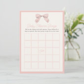 Classic Pink Bow Baby shower Game Bingo Kaart (Staand voorkant)
