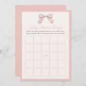 Classic Pink Bow Baby shower Game Bingo Kaart (Voorkant / Achterkant)