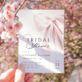 Classic Pink Bow Bruids Douche Uitnodiging