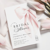 Classic Pink Bow Bruids Douche Uitnodiging