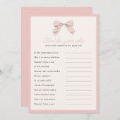 Classic Pink Bow Vind de Guest Shower Game Kaart (Voorkant / Achterkant)